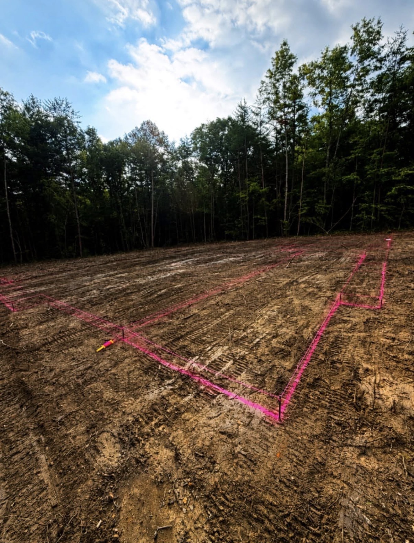Building layout marked on a prepared site
