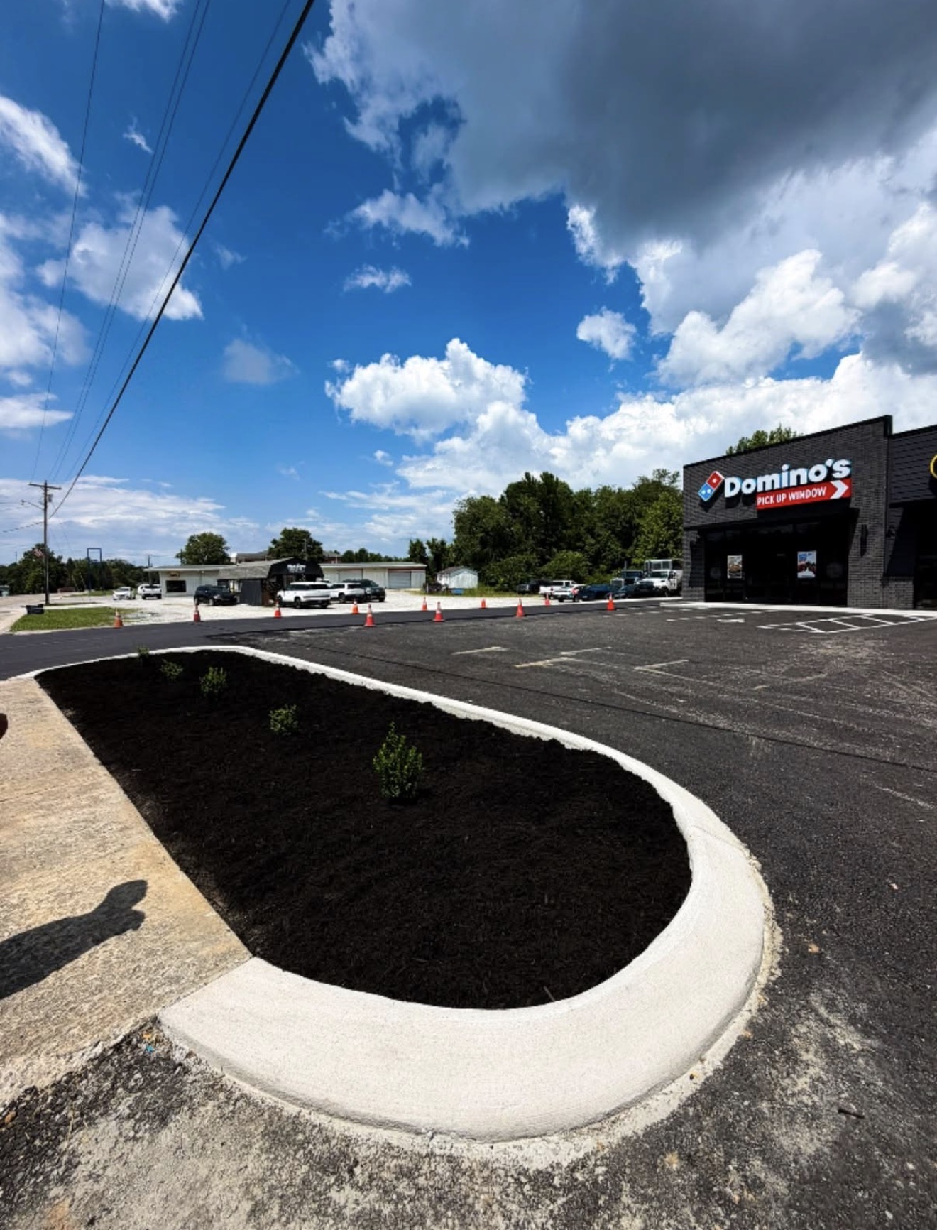 Completed commercial sitework and parking area